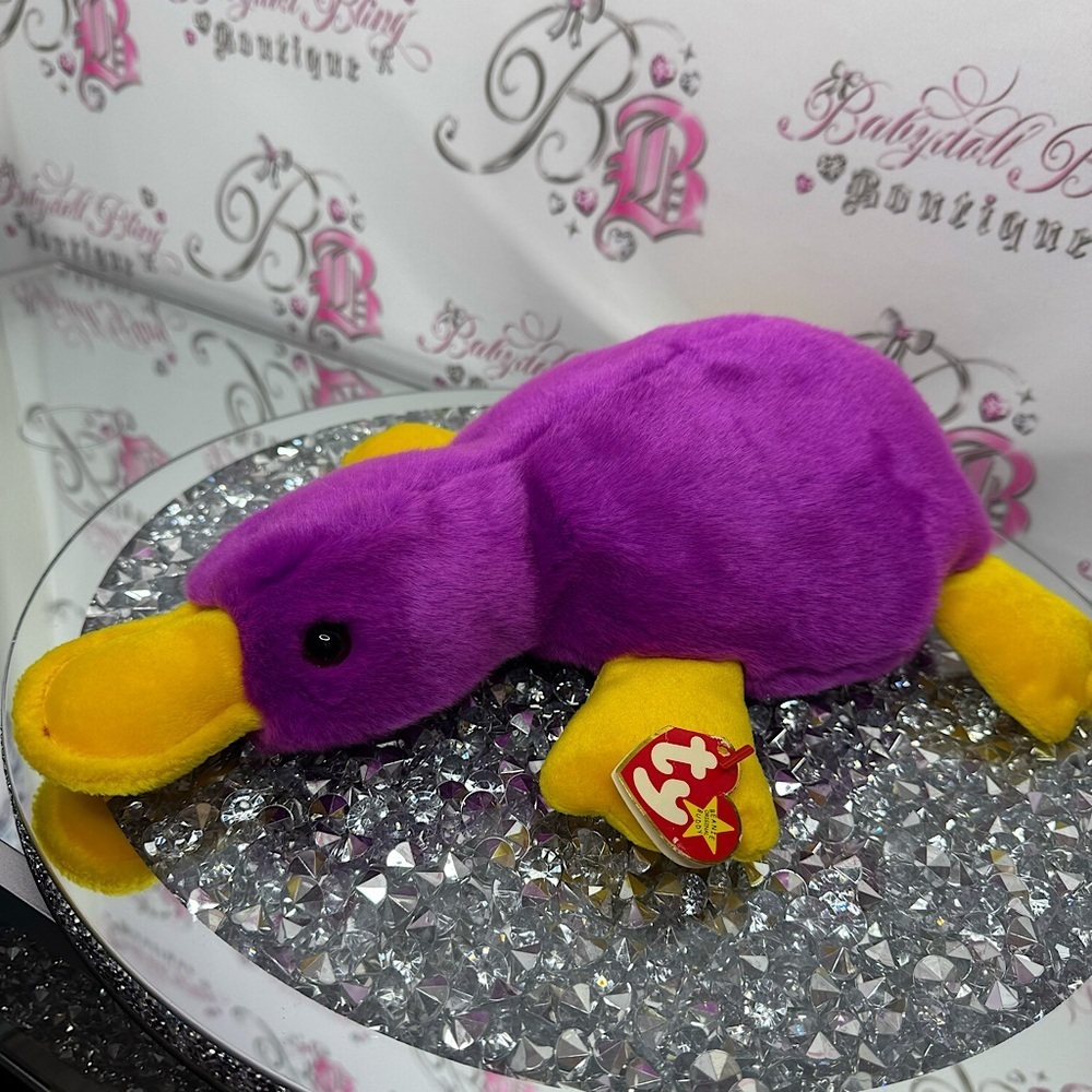 TY beanie baby Patti platypus purple yellow with original tag 1998 vintage 90s